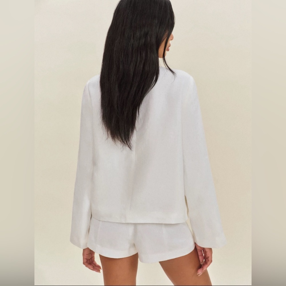 NEW Reformation Lucia White Linen Button Up Jacket - Picture 4 of 12